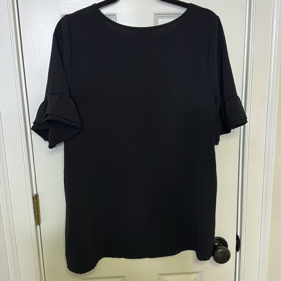 BiBi Black Flutter Sleeve Blouse with Ruffled Style - Picture 6 of 6